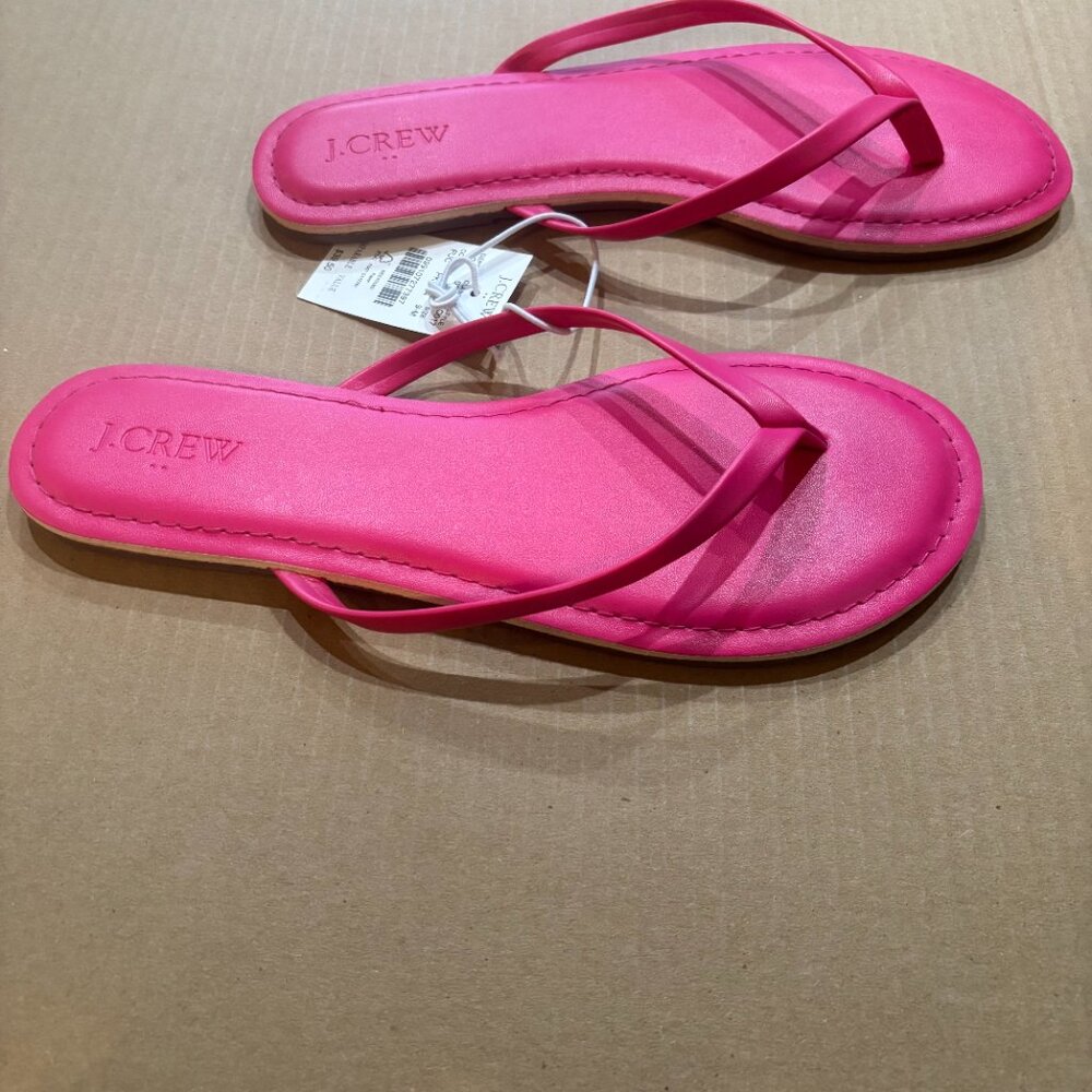 J. Crew SZ: 9M Fuscia Pink Easy Summer Flip Flops - Picture 7 of 13